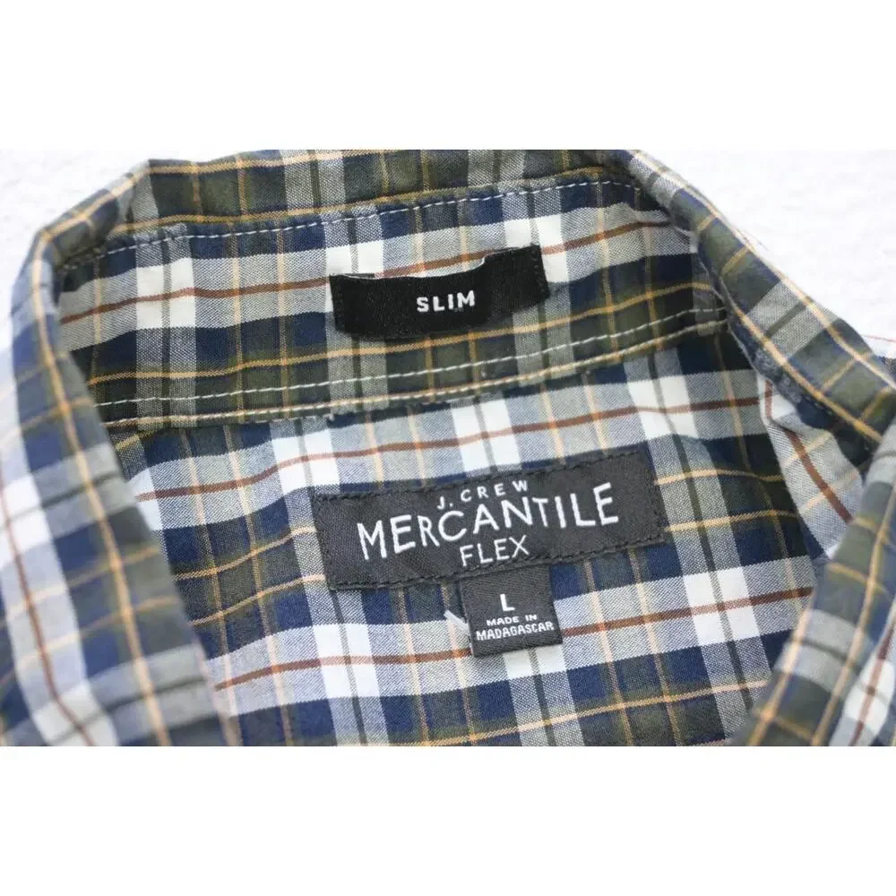J Crew Mercantile‎ Flex Slim Fit Dress Shirt Plaid Button Up Mens Size Large